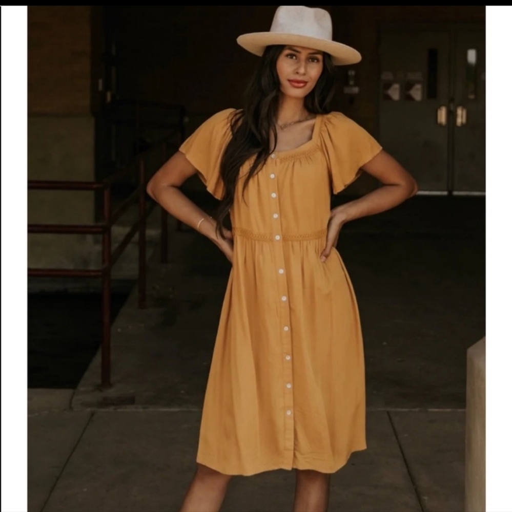 Golden Sun Button Dress